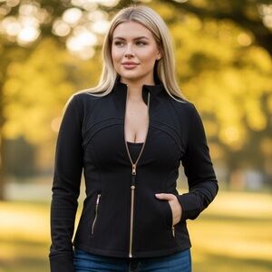 Lululemon Define Jacket Size 4 Black Gold Zip Luon Slim Fit Athletic Zip Up